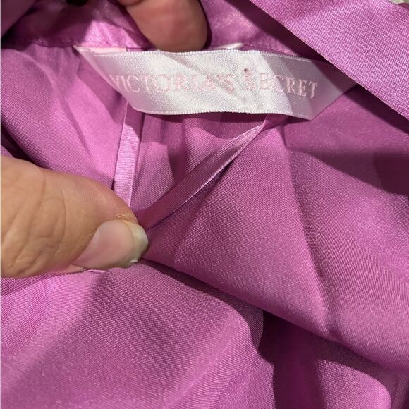 Victoria’s Secret Silk Lingerie Set Purple Slip Dress + Robe (M/OS) - Picture 8 of 11